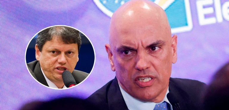 Tarcísio de Freitas (à esq.) e Alexandre de Moraes