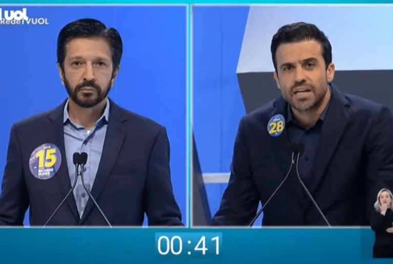 Ricardo Nunes e Pablo Marçal bateram boca durante o debate desta terça-feira