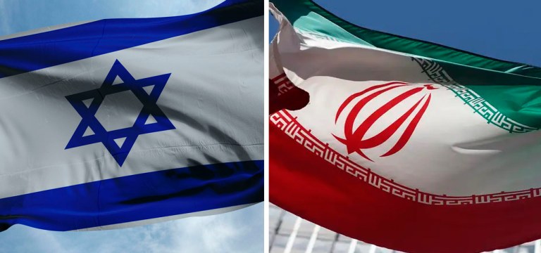 Bandeiras de Israel (à esq.) e do Irã