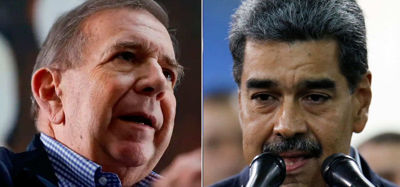 Edmundo González (à esq.) e Nicolás Maduro