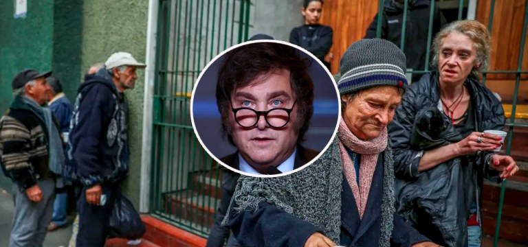 Javier Milei e pessoas pobres na Argentina