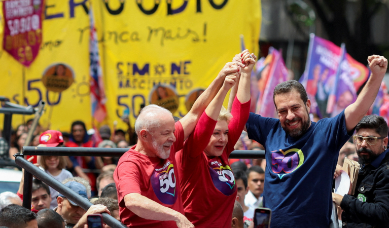 Presidente Lula em ato de campanha com o candidato a prefeito Guilherme Boulos e sua candidata a vice, Marta Suplicy, em São Paulo, SP, 05/10/2024