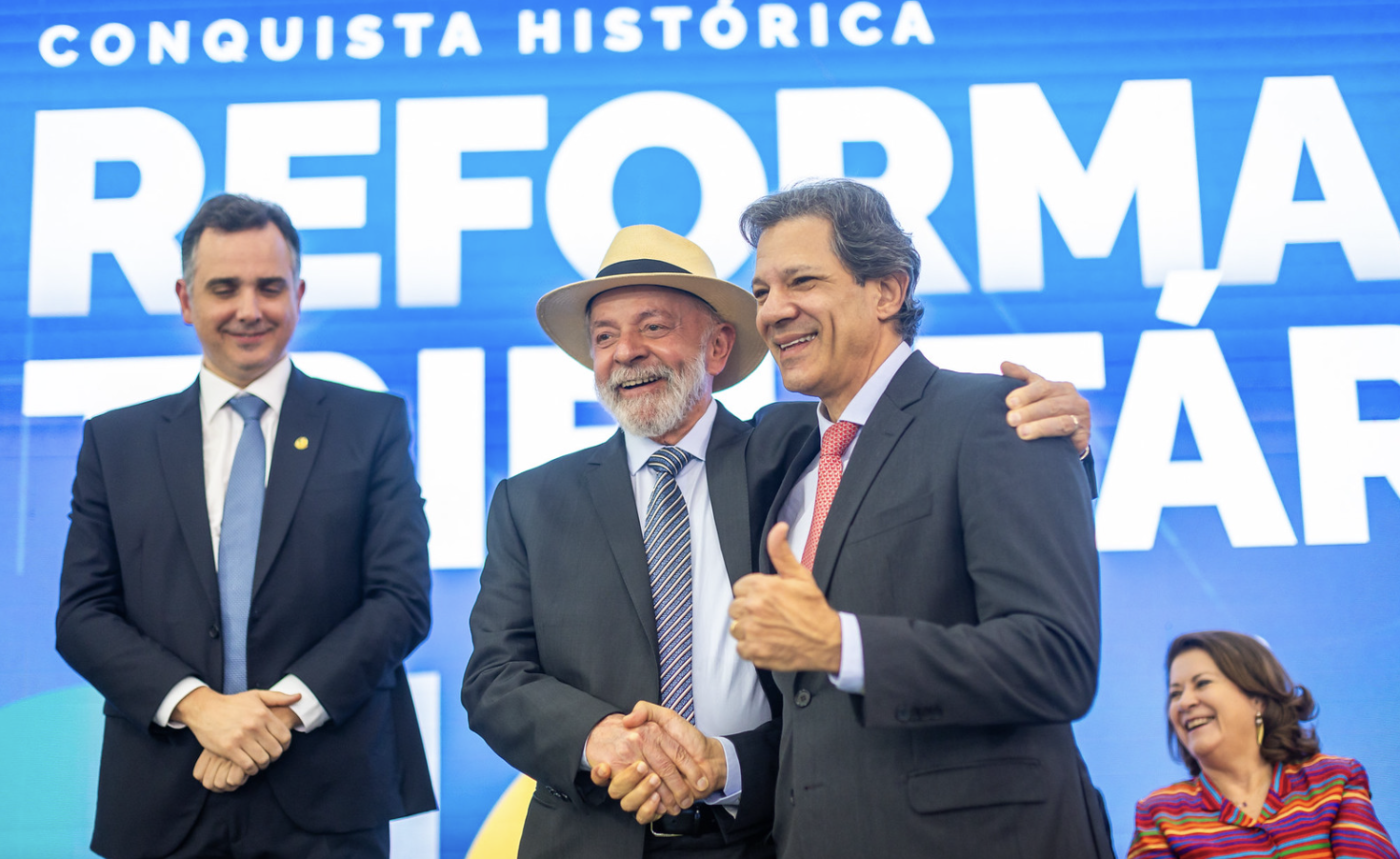 Rodrigo Pacheco, Lula e Fernando Haddad