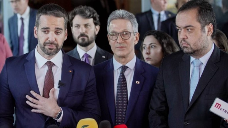 Governadores Eduardo Leite (RS), Romeu Zema (MG) e Claudio Castro (RJ)