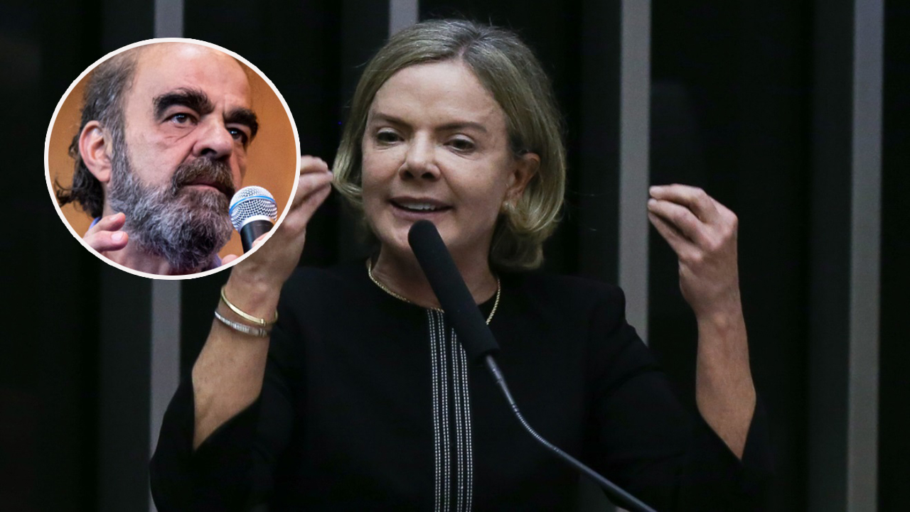 Marcelo Auler (à esq.) e Gleisi Hoffmann