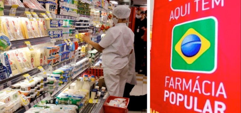 Supermercado e uma unidade farmacêutica no Brasil