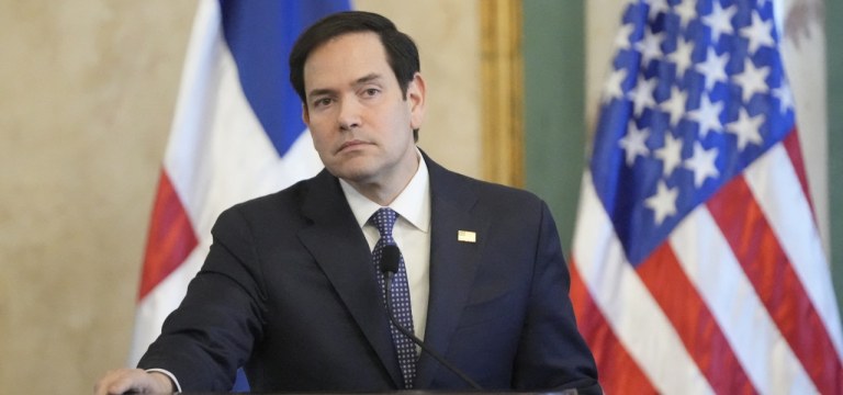O secretário de Estado dos EUA, Marco Rubio, em entrevista coletiva na República Dominicana