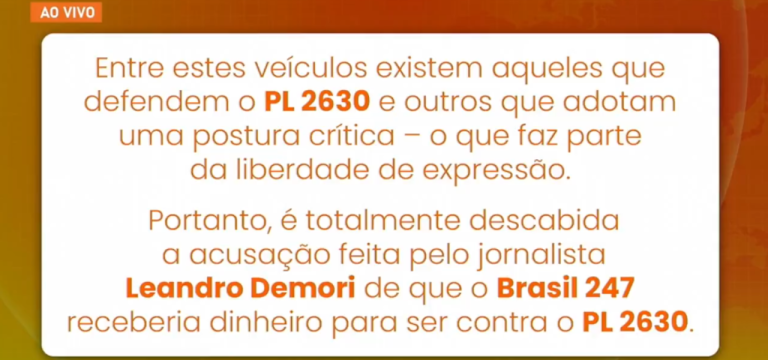 Direito de resposta ao Brasil 247 transmitido pelo ICL