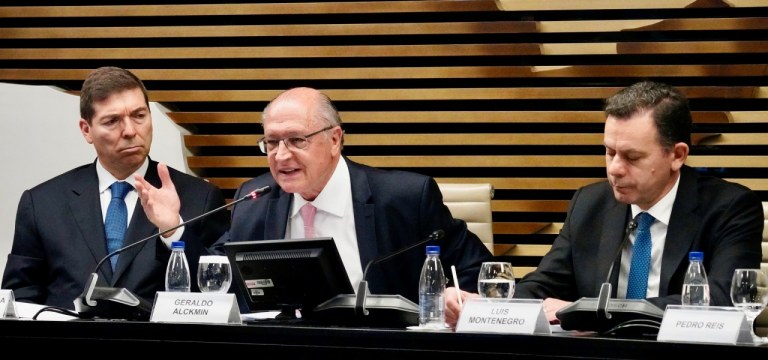 Vice Presidente da República Geraldo Alckmin e o Primeiro Ministro de Portugal Luís Montenegro durante Abertura do Fórum Econômico Brasil-Portugal na FIESP em São Paulo