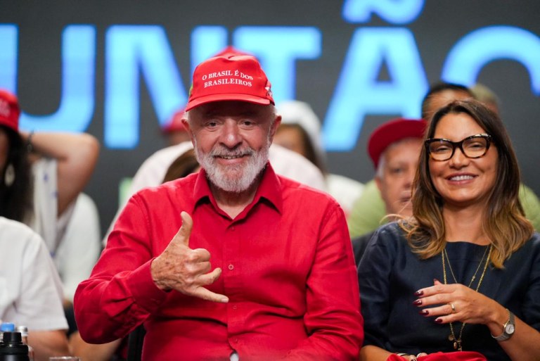 22/02/2025 - Presidente Lula e primeira-dama Rosângela Lula da Silva em cerimônia durante as celebrações de 45 anos do PT, no Rio de Janeiro-RJ