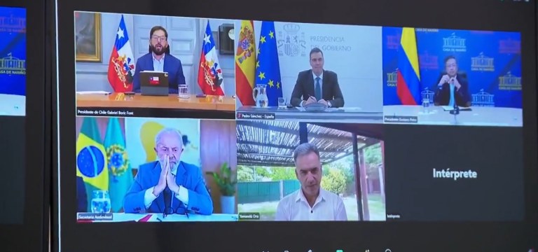 Reunião virtual do presidente Lula com líderes da Europa e América do Sul