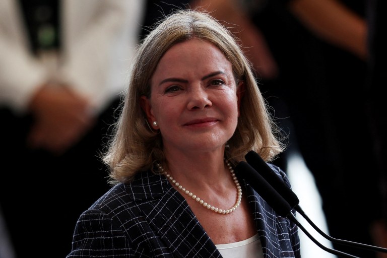 Ministra das Relações Institucionais, Gleisi Hoffmann, no Palácio do Planalto - 10/03/2025