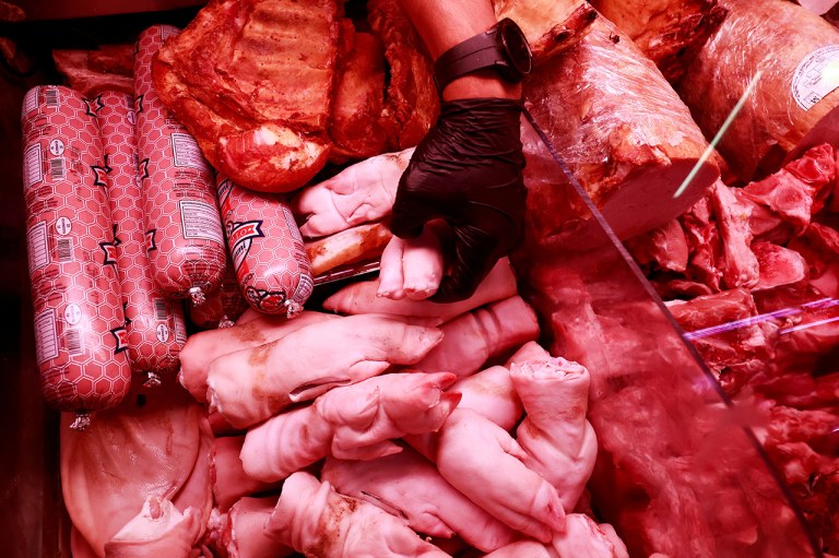 Carne de porco em mercado
