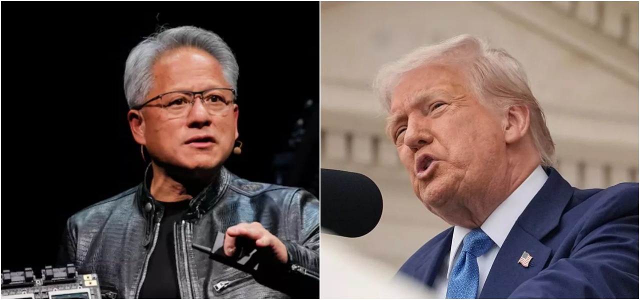 Jensen Huang, CEO da Nvidia, e Donald Trump, presidente dos EUA