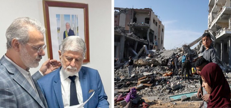 Ualid Rabah entrega ofício da Fepal nas mãos do ministro Celso Amorim