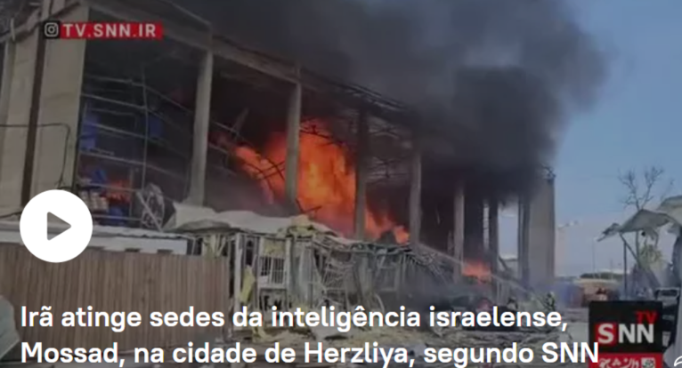 Imagem de TV iraniana aponta ataque sobre uma sede do Mossad