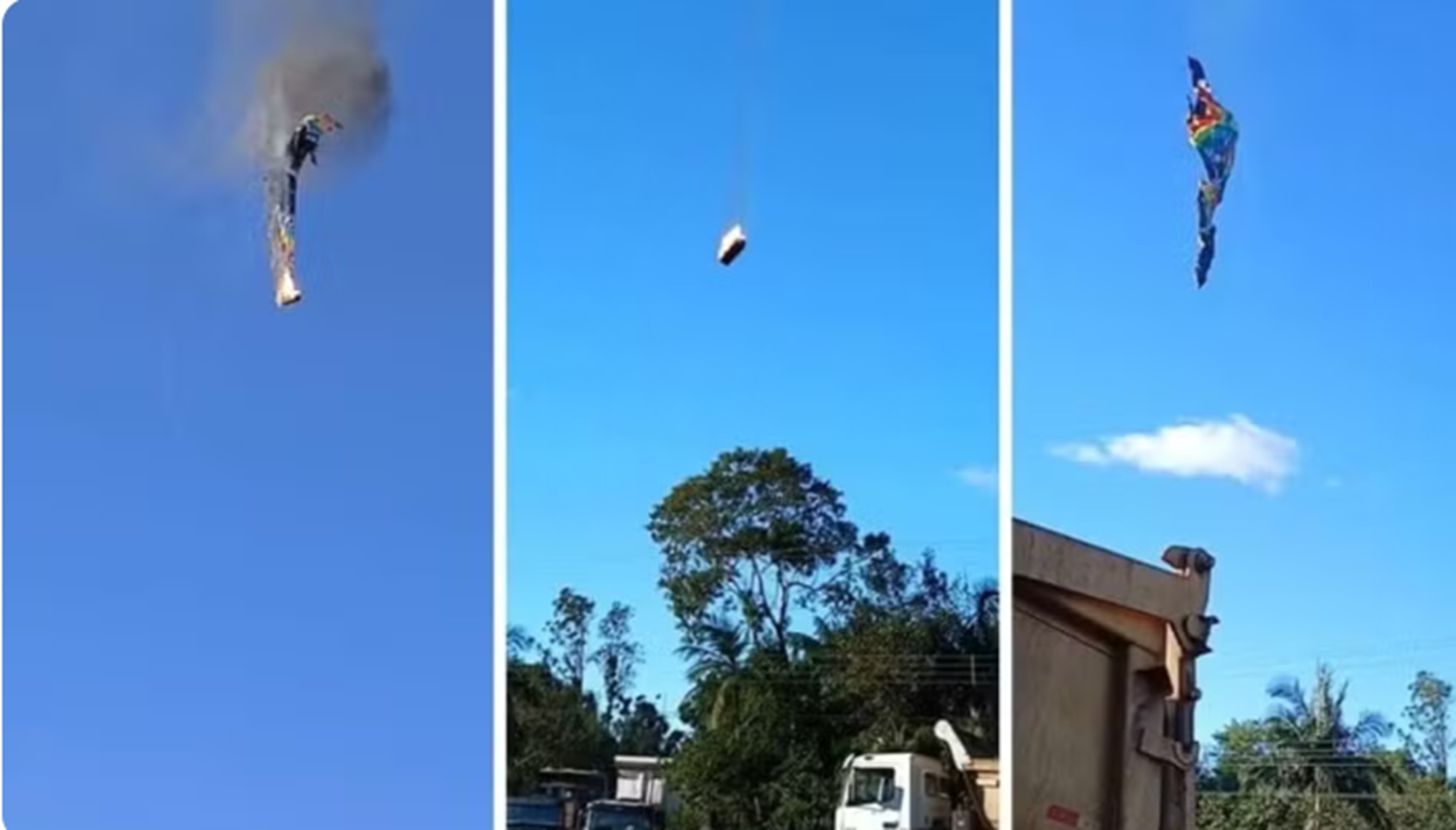 Momento da queda do balão