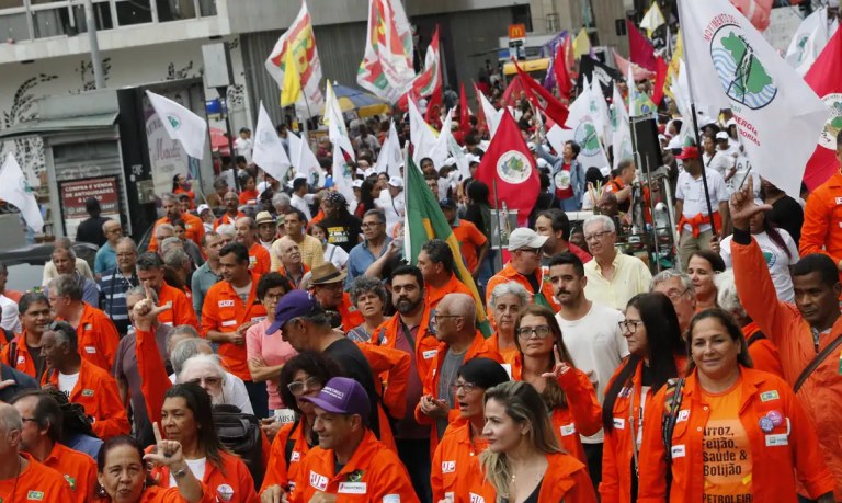 Manifestação de sindicalistas