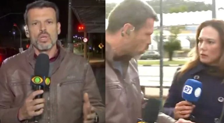 Lucas Martins, repórter da Band, pede desculpas ao vivo por empurrar jornalista da Record: “Atitude inaceitável”