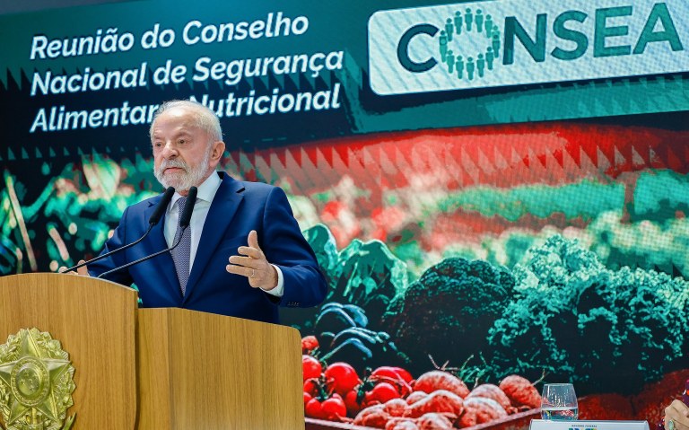 Presidente da República, Luiz Inácio Lula da Silva, durante reunião Plenária Ordinária do Conselho Nacional de Segurança Alimentar e Nutricional (Consea). Palácio do Planalto, Brasília - DF