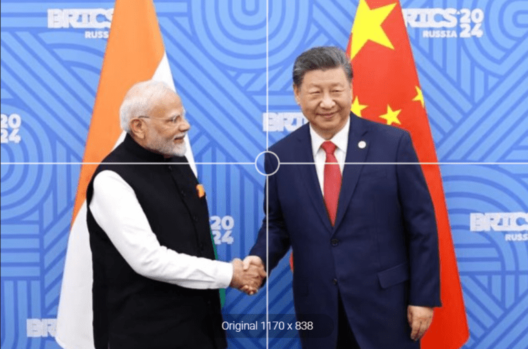 Modi e Xi na Cúpula do BRICS em Kazan, 2024