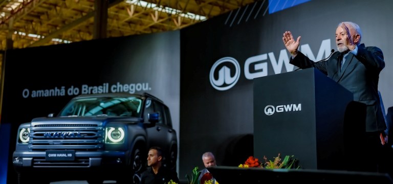 Presidente da República, Luiz Inácio Lula da Silva, durante visita à linha de produção e cerimônia de inauguração da Fábrica da GWM Brasil