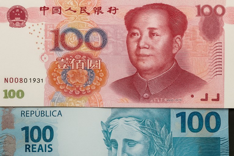 Notas de yuan e real