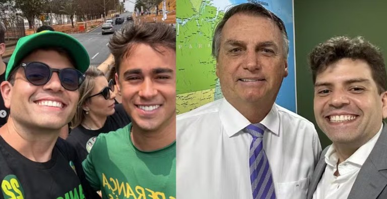 Ambos posam ao lado de Felipe Lombardi