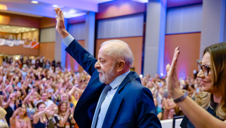 O presidente Luiz Inácio Lula da Silva e a primeira-dama Rosângela Lula da Silva, a Janja, na cerimônia de abertura da 5ª Conferência Nacional de Políticas para as Mulheres, em Brasília-DF - 29 de setembro de 2025