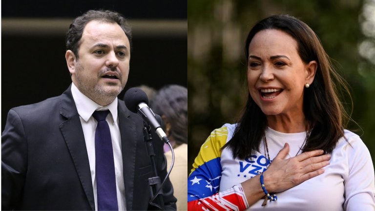 Glauber Braga e María Corina Machado