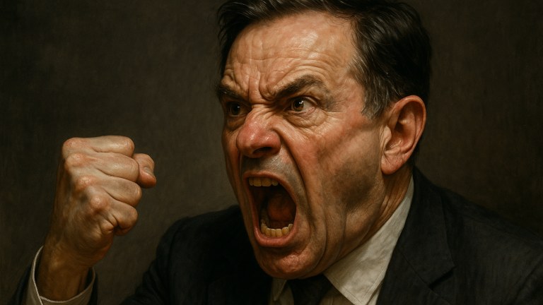 Retrato hiperrealista de um homem em fúria
