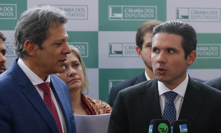 Brasília (DF) - 05/02/2025 - O ministro da Fazenda, Fernando Haddad, durante coletiva após reunião com o presidente da Câmara dos Deputados, Hugo Motta