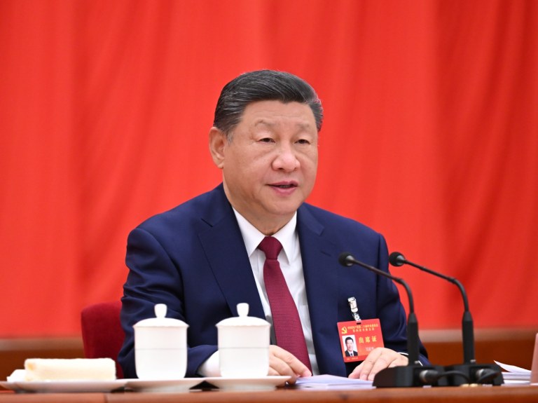 O presidente chinês, Xi Jinping, na reunião do novo Plano Quinquenal