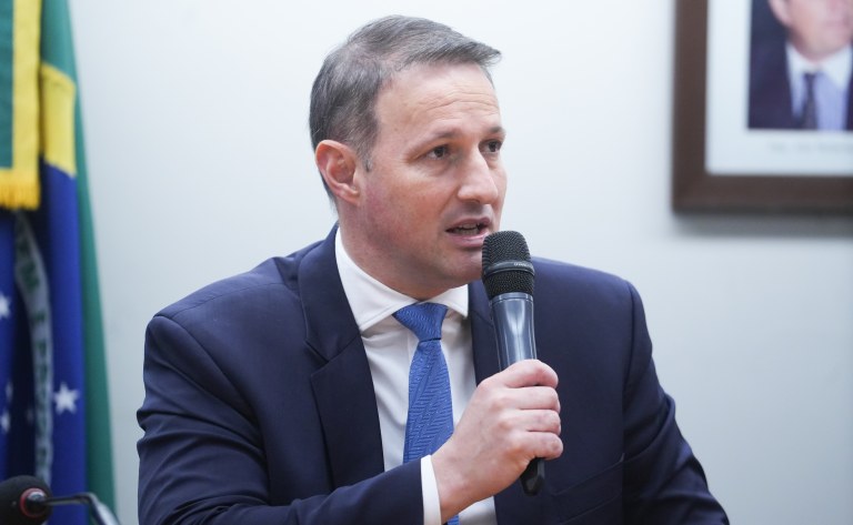 Guilherme Derrite, enquanto secretário de Segurança de SP, durante sessão de audiência pública na Comissão de Segurança Pública e Combate ao Crime Organizado, na Câmara dos Deputados - Brasília-DF - 28/10/2025