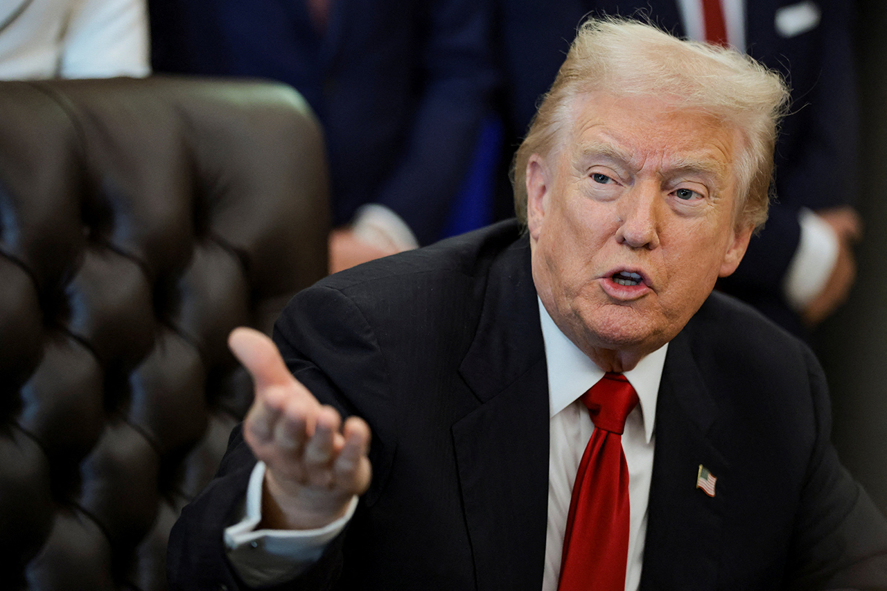 O presidente dos EUA, Donald Trump (Partido Republicano), em evento no Salão Oval da Casa Branca
6 de novembro de 2025