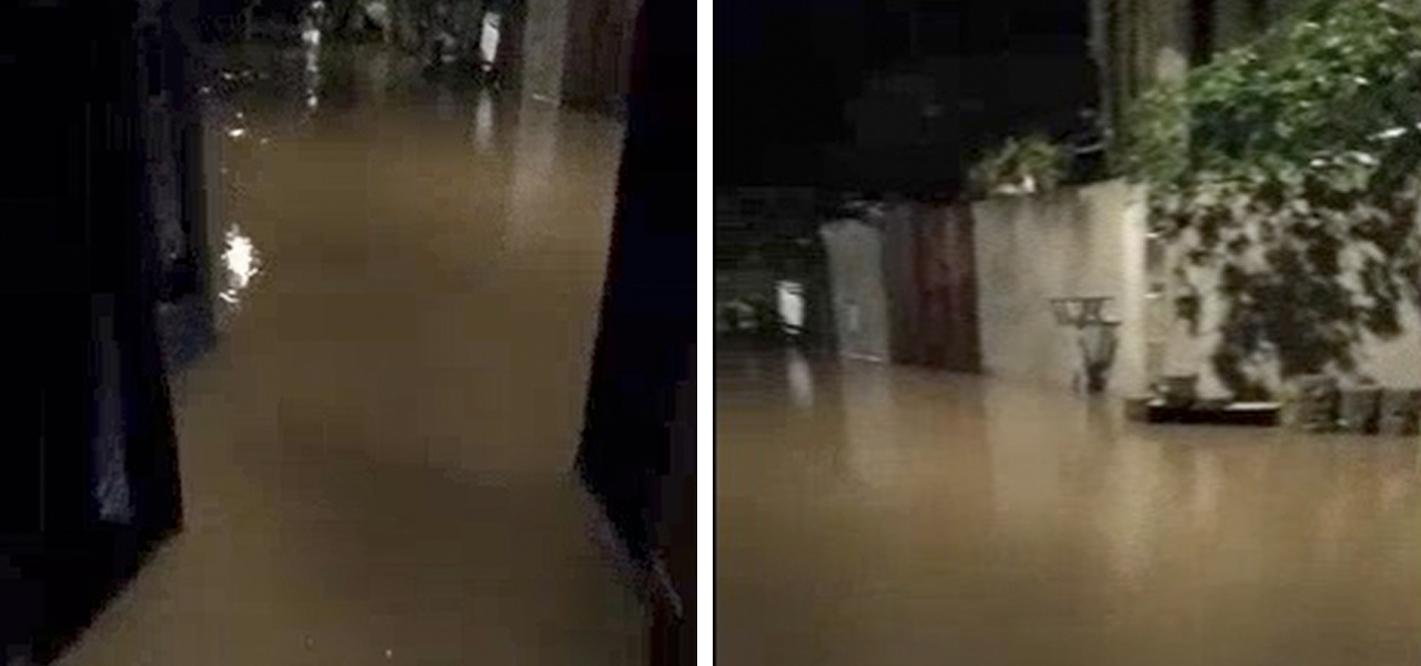 Ruas alagadas em Ubatuba