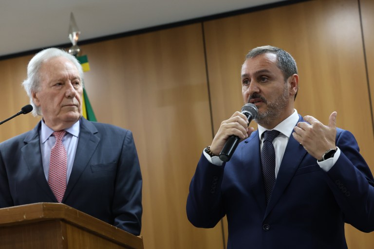 Brasília- DF - 24-03-2024 - Ministro da Justiça, Ricardo Lewandowski e o diretor-geral da PF, Andrei Passos