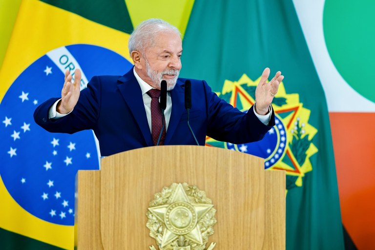 Presidente Lula durante entrevista coletiva à imprensa.