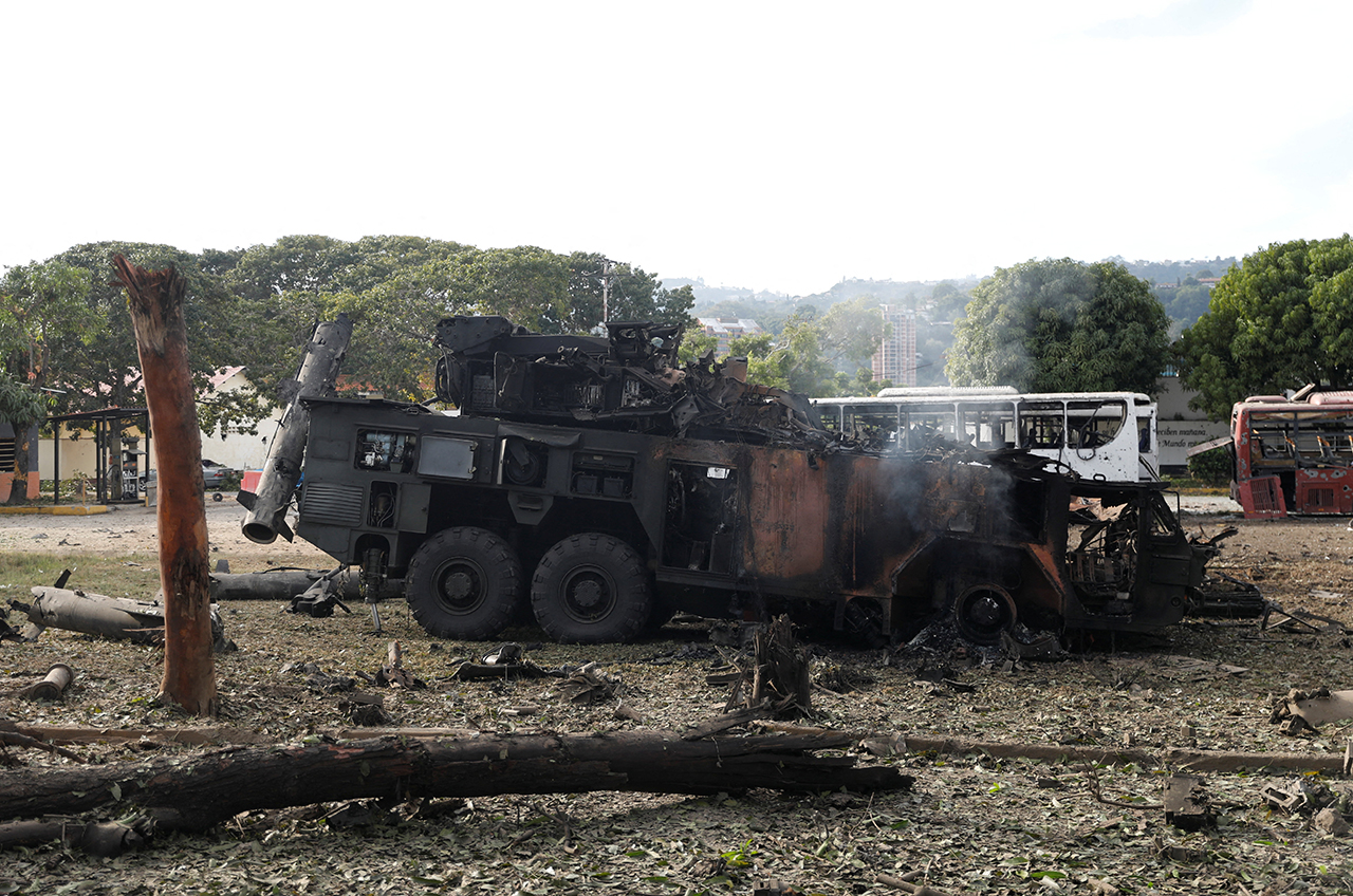 Unidade antiaérea destruída na base aérea militar de La Carlota em Caracas
3/1/2025