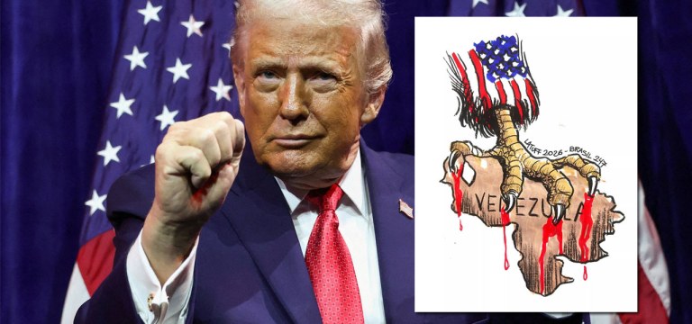 Donald Trump e charge de Carlos Latuff