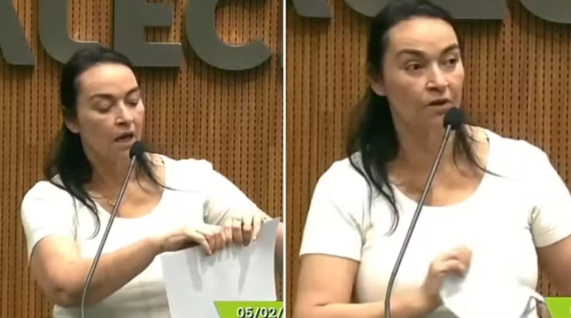 Deputada Dra. Silvana (PL) rasgou documento do Pacto Nacional de Enfrentamento ao Feminicídio durante discurso