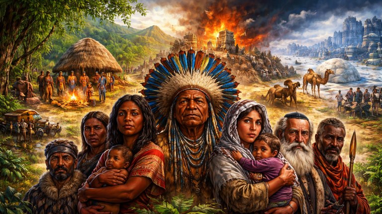 Representação de povos tradicionais de diferentes regiões do mundo