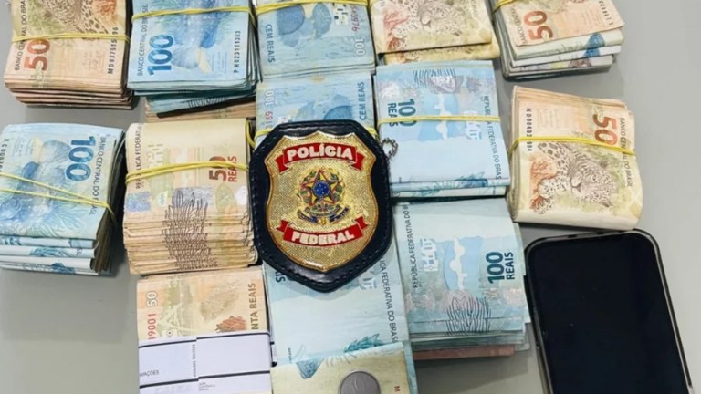 Dinheiro apreendido pela Polícia Federal