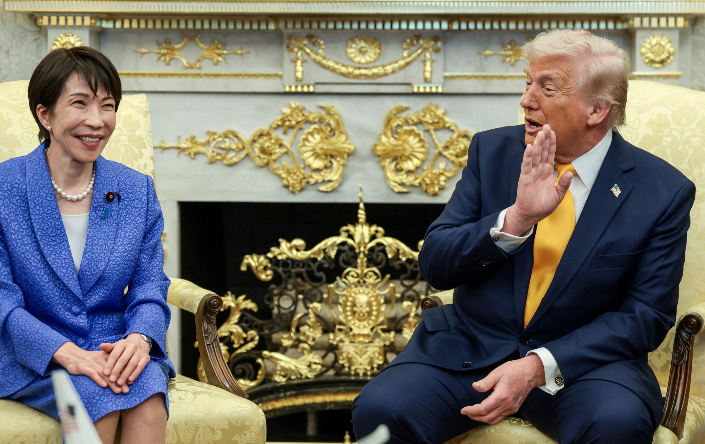 O presidente dos EUA, Donald Trump, se reúne com a primeira-ministra japonesa, Sanae Takaichi, na Casa Branca - 19/03/2026