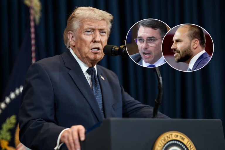 Donald Trump, Flávio e Eduardo Bolsonaro