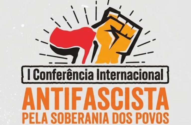Cartaz de divulgação da conferência antifascista de Porto Alegre