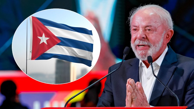 Presidente Luiz Inácio Lula da Silva e bandeira de Cuba