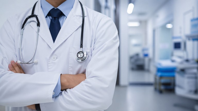 Representação de médico em ambiente hospitalar