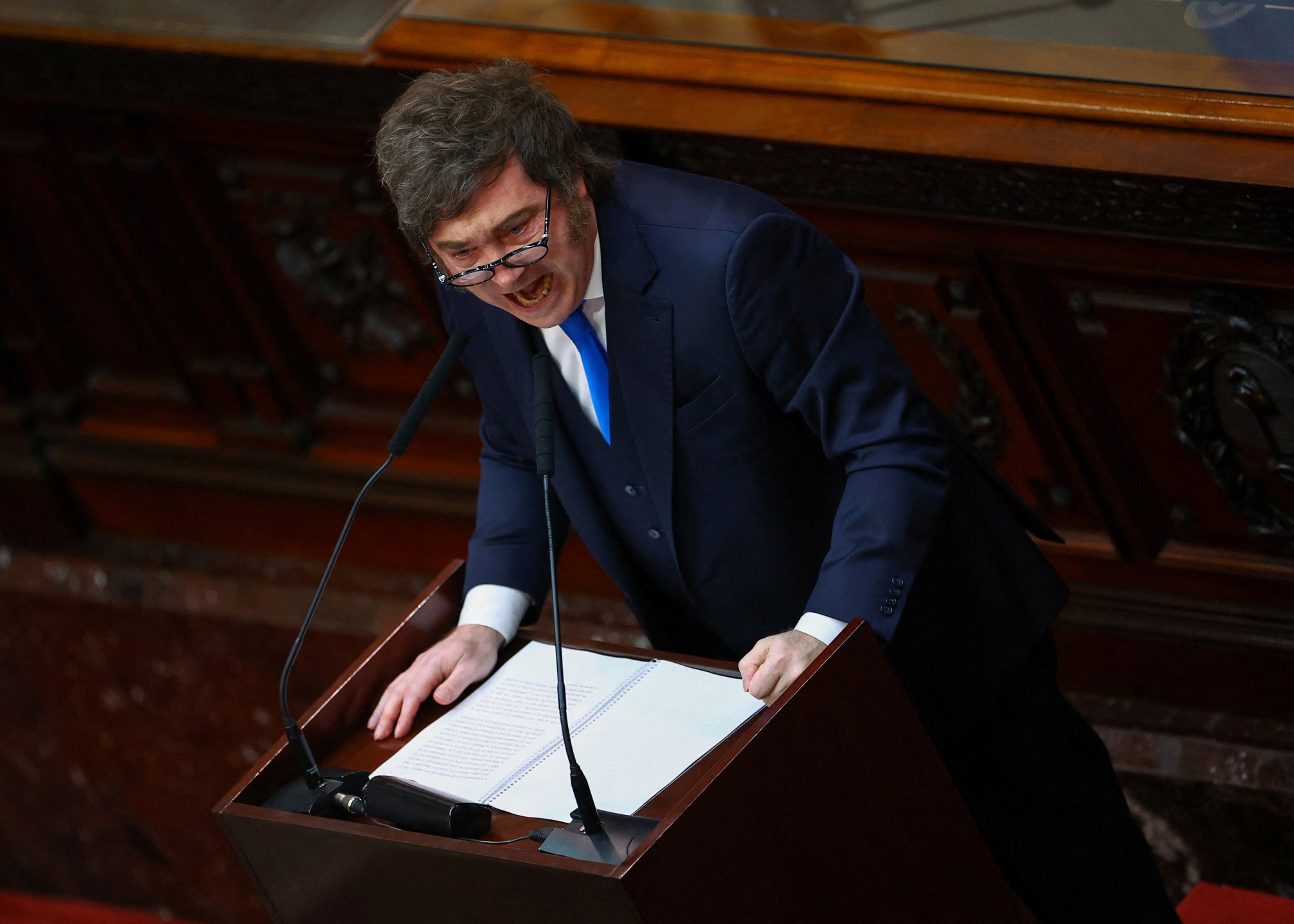 Presidente da Argentina, Javier Milei, discursa no Congresso