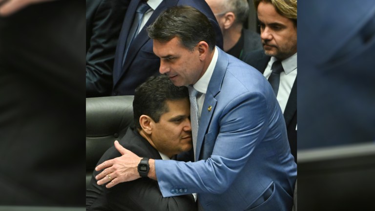Davi Alcolumbre e Flávio Bolsonaro
